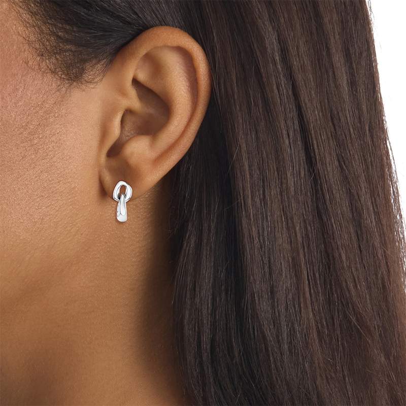 Boucles d'oreilles laiton argent - vue porté 1