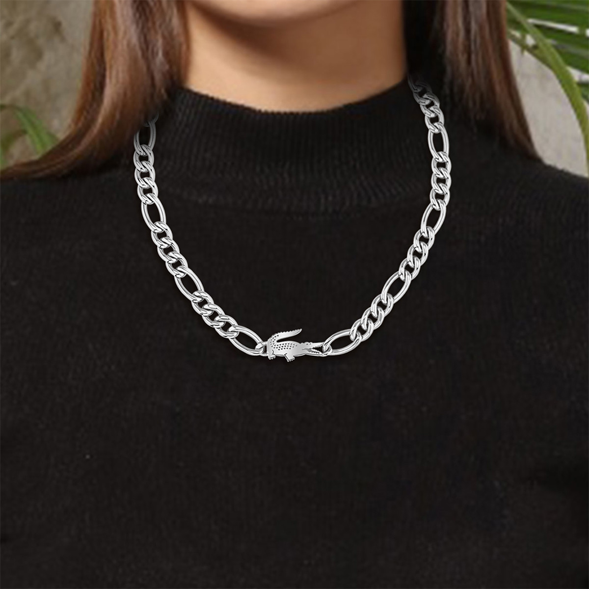 Collier acier argent 51cm - vue porté 1