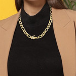 Collier acier doré jaune 51cm - vue porté 1