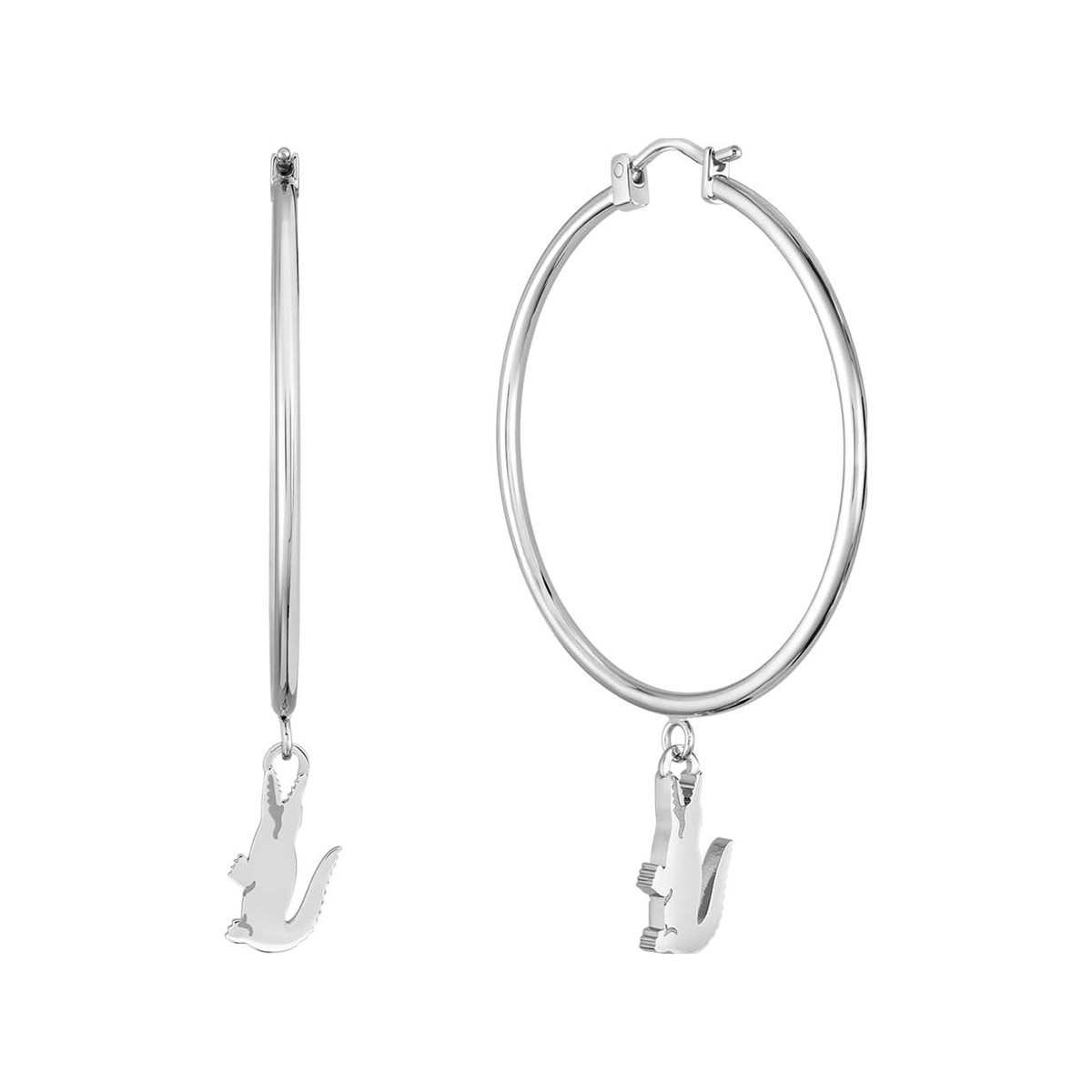 Boucles d'oreille acier argent - vue 3