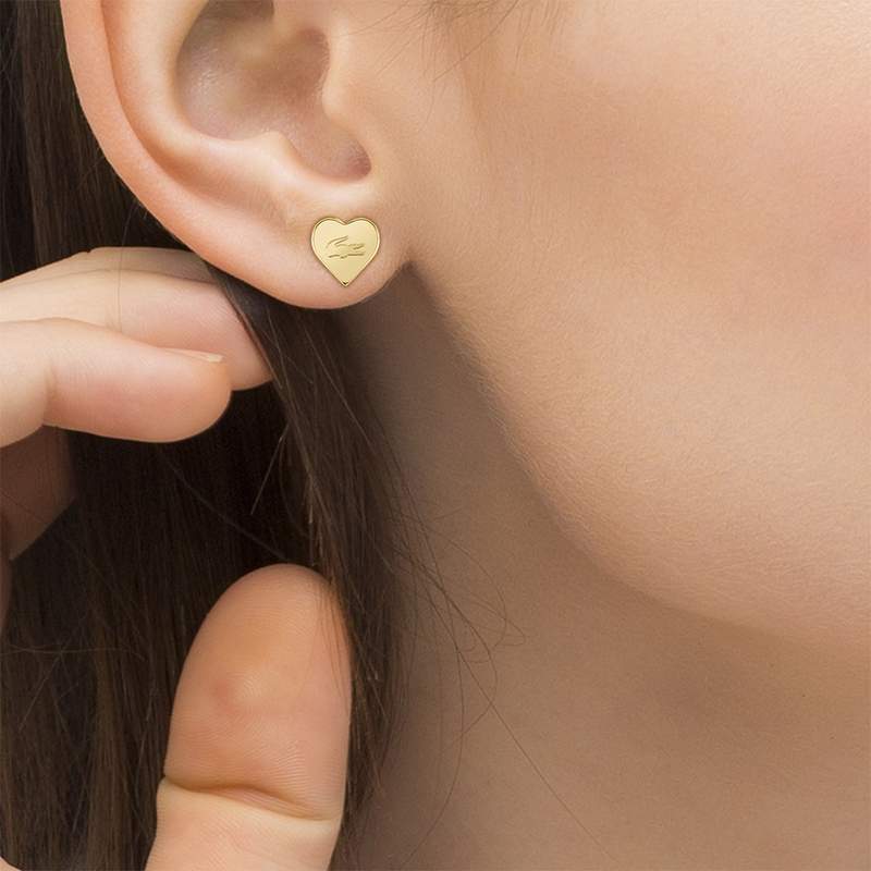 Boucles d'oreille acier doré jaune - vue porté 1