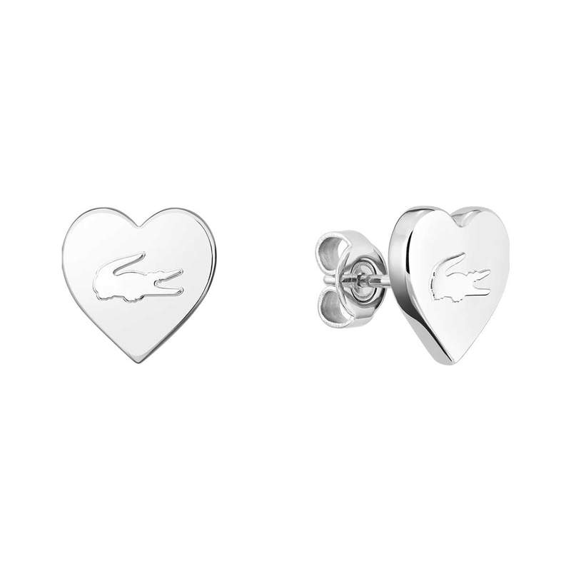 Boucles d'oreille LACOSTE femme Love My Croc coeur acier - vue 1