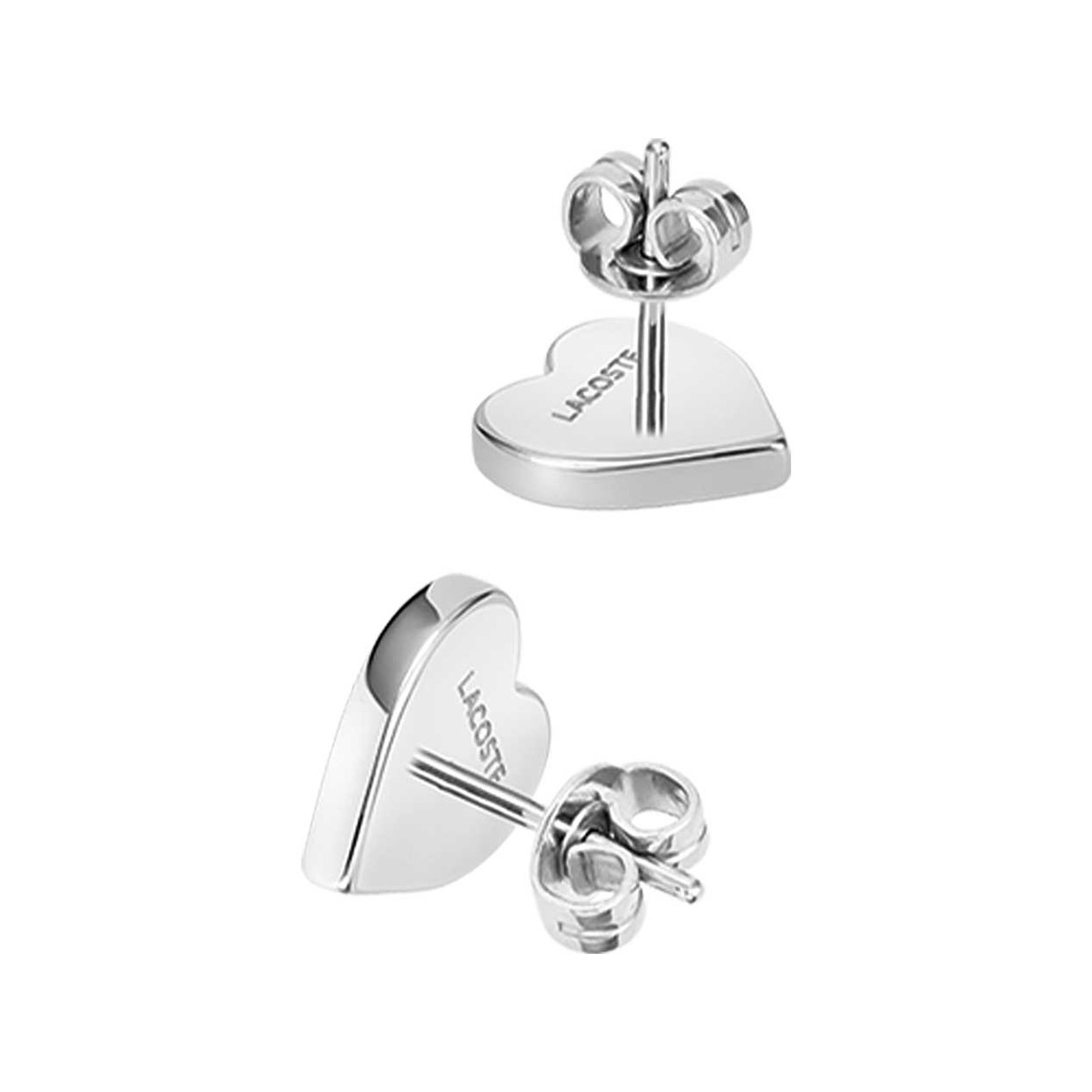 Boucles d'oreille acier argent - vue 3