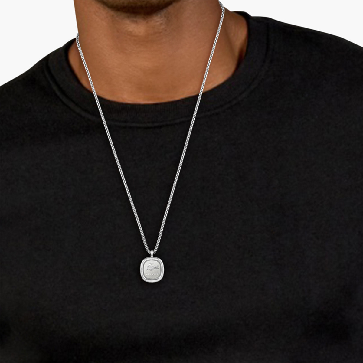 Collier acier argent 56cm - vue porté 1