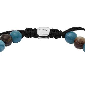 FOSSIL armband van acryl, zilver, blauw, bruin, 25 cm