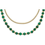 Collier FOSSIL acier inoxydable doré jaune malachites 46cm - vue 1
