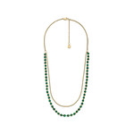 Collier FOSSIL acier inoxydable doré jaune malachites 46cm - vue 2