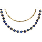Collier FOSSIL acier inoxydable doré jaune lapis lazulis longueur 46cm - vue 1