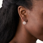 Boucles d'oreille FOSSIL acier inoxydable doré rose nacres - vue porté 2