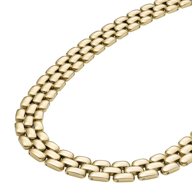 Collier FOSSIL acier inoxydable doré jaune 46cm - vue D1