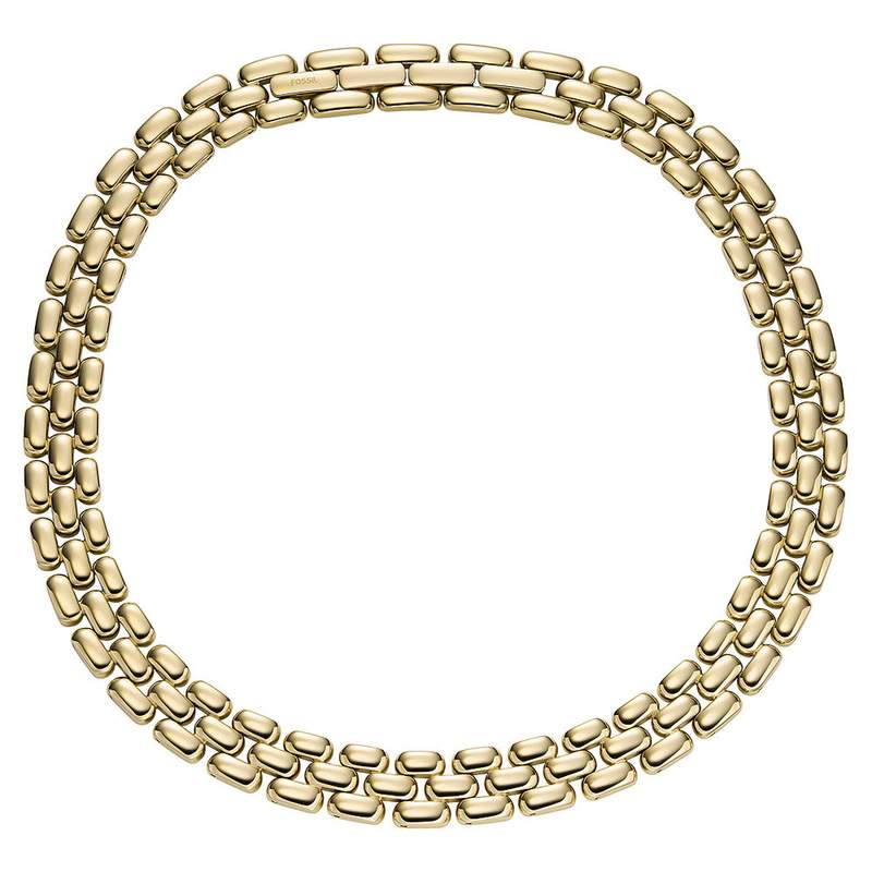 Collier FOSSIL acier inoxydable doré jaune 46cm - vue D3
