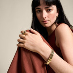 Bracelet FOSSIL Arden acier inoxydable doré jaune Longueur 19 cm - vue porté 1