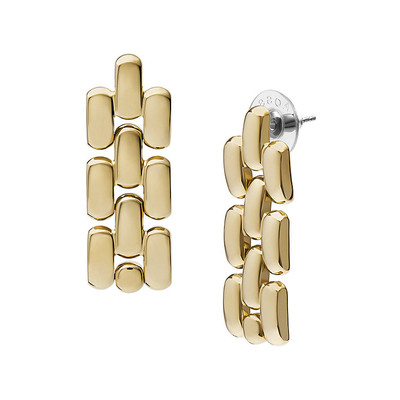 Boucles d'oreille FOSSIL acier inoxydable doré jaune - vue 1