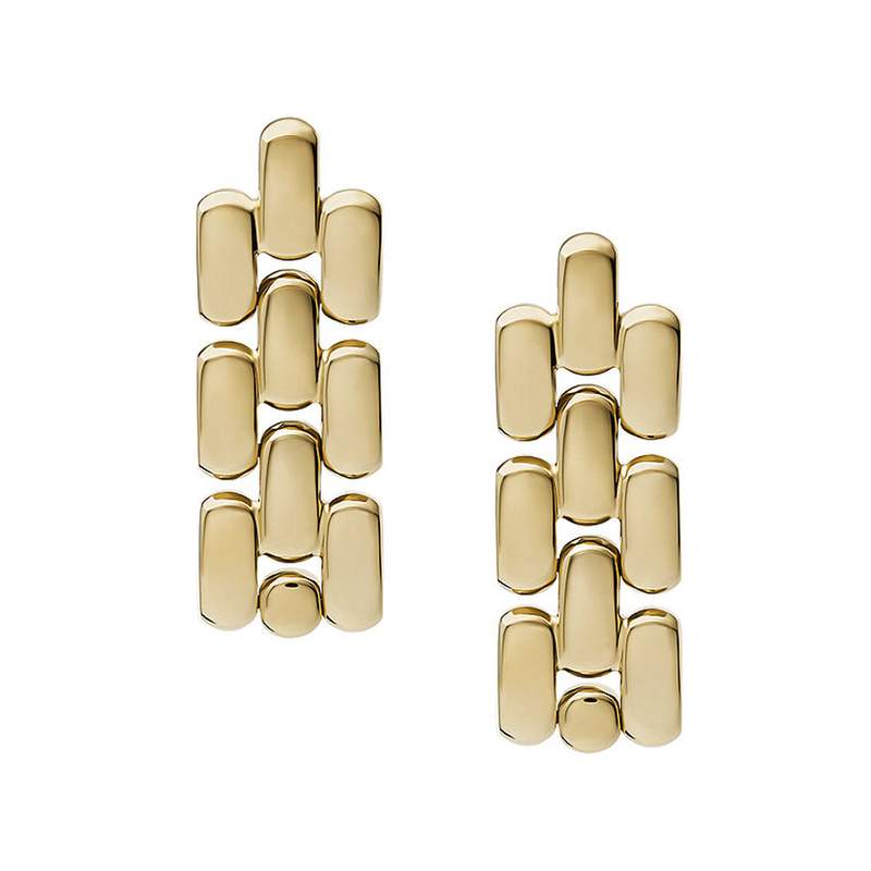 Boucles d'oreille FOSSIL acier inoxydable doré jaune - vue 3
