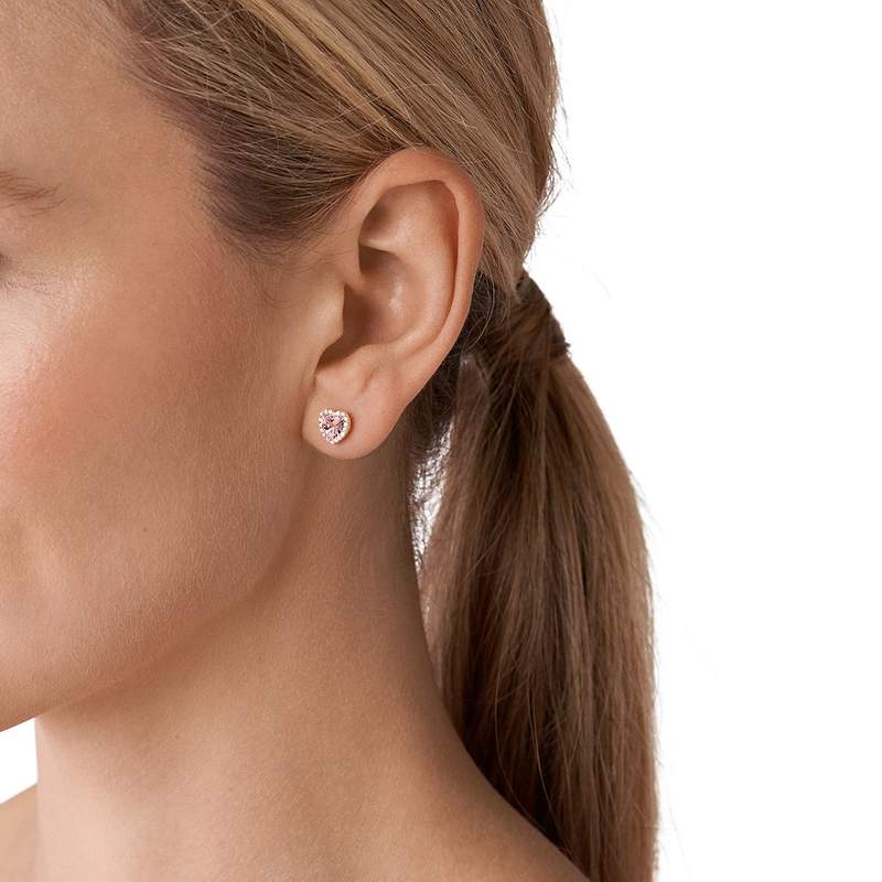 Boucles d'oreille MICHAEL KORS argent doré rose oxyde de zirconium - vue porté 1