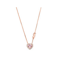 Collier argent doré rose oxyde de zirconiums 46cm