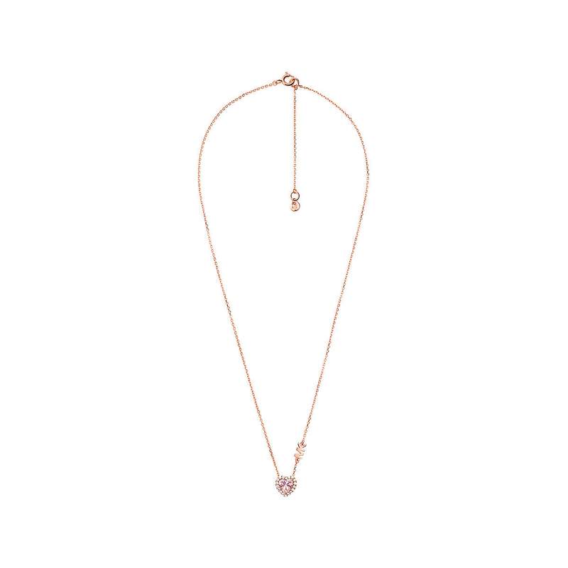 Collier MICHAEL KORS argent doré rose oxyde de zirconiums longueur 46cm - vue 2
