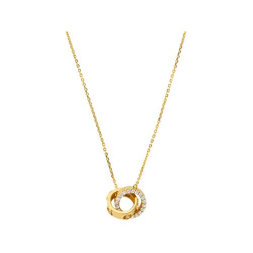 Collier MICHAEL KORS argent doré jaune oxyde de zirconiums longueur 46cm