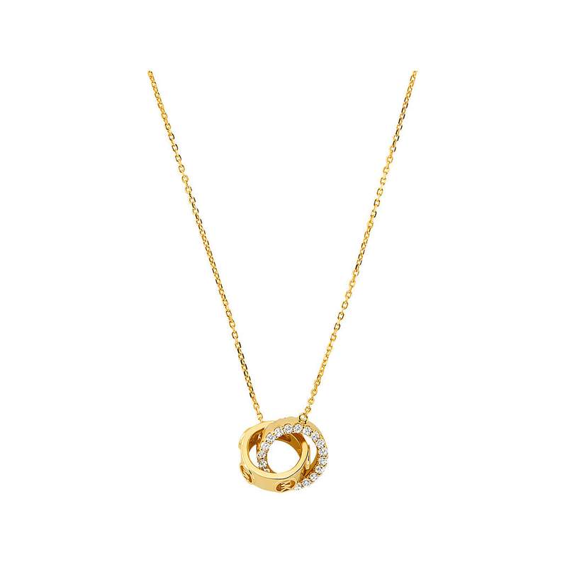 Collier MICHAEL KORS argent doré jaune oxyde de zirconiums longueur 46cm - vue 1