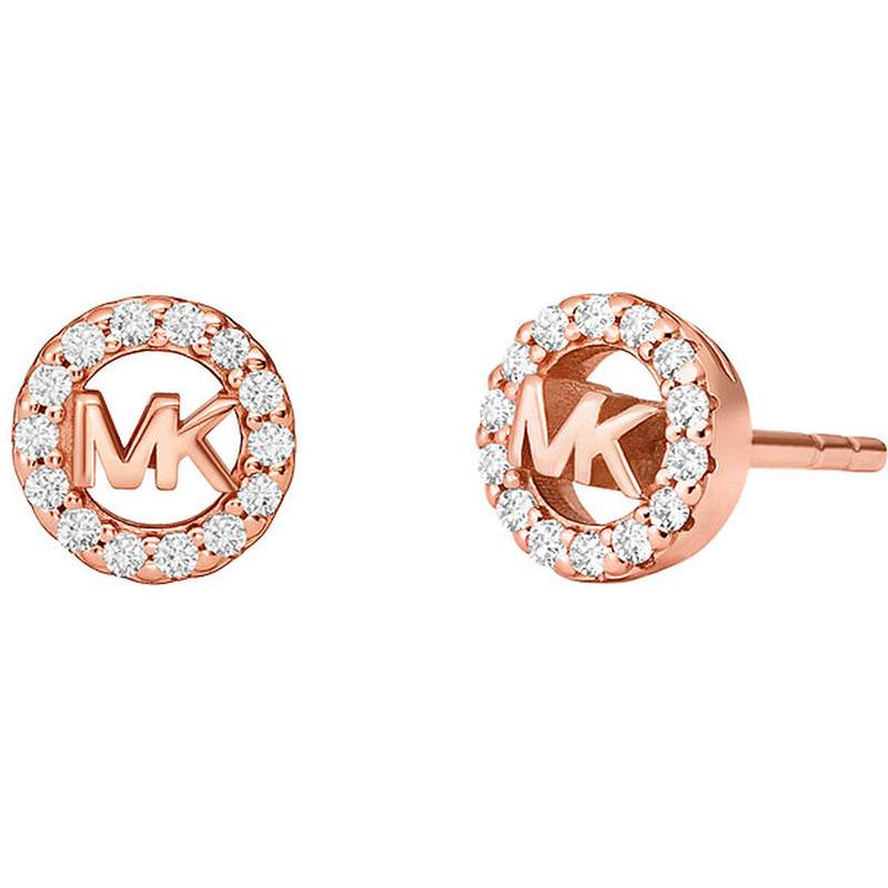 Boucles d'oreille MICHAEL KORS argent doré rose oxyde de zirconiums - vue 1