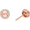 Boucles d'oreille argent doré rose oxyde de zirconiums - vue V3