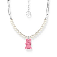 Chaine à maillons THOMAS SABO Haribo rose argent et perles longueur 45 cm