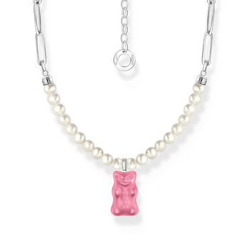 THOMAS SABO Haribo roze zilveren schakelketting met parels lengte 45 cm