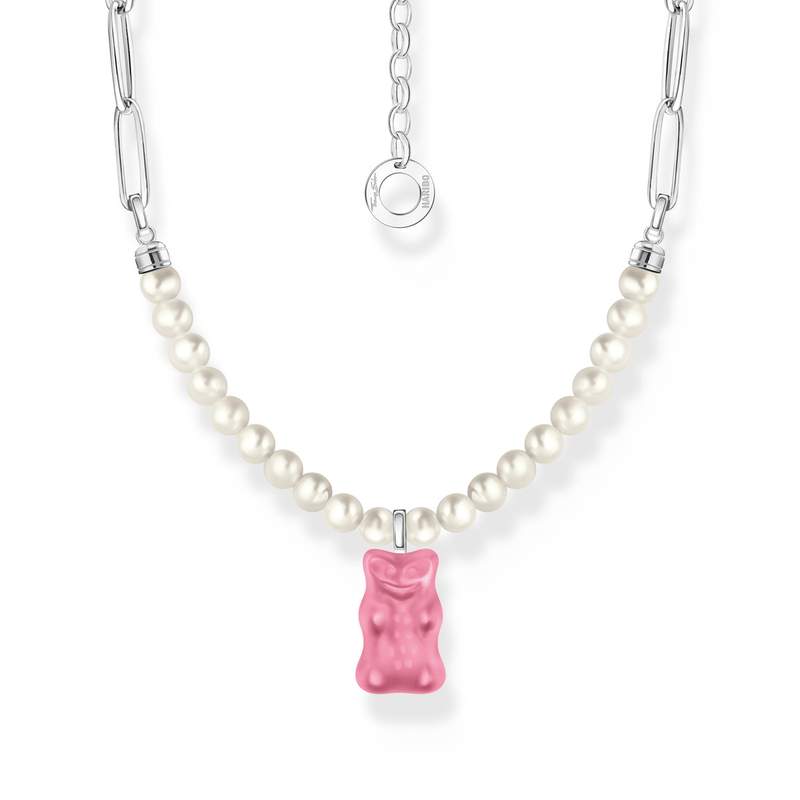 Chaine à maillons THOMAS SABO Haribo rose argent et perles longueur 45 cm - vue 1