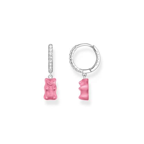 Individual silver creole THOMAS SABO HARIBO pink and zirconium oxide