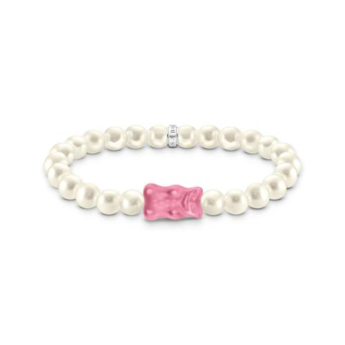 Bracelet THOMAS SABO Haribo rose argent et perles longueur 17 cm