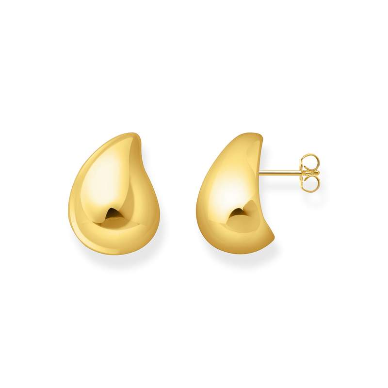 Boucles d'oreilles THOMAS SABO argent doré en forme de goutte organique - vue 1