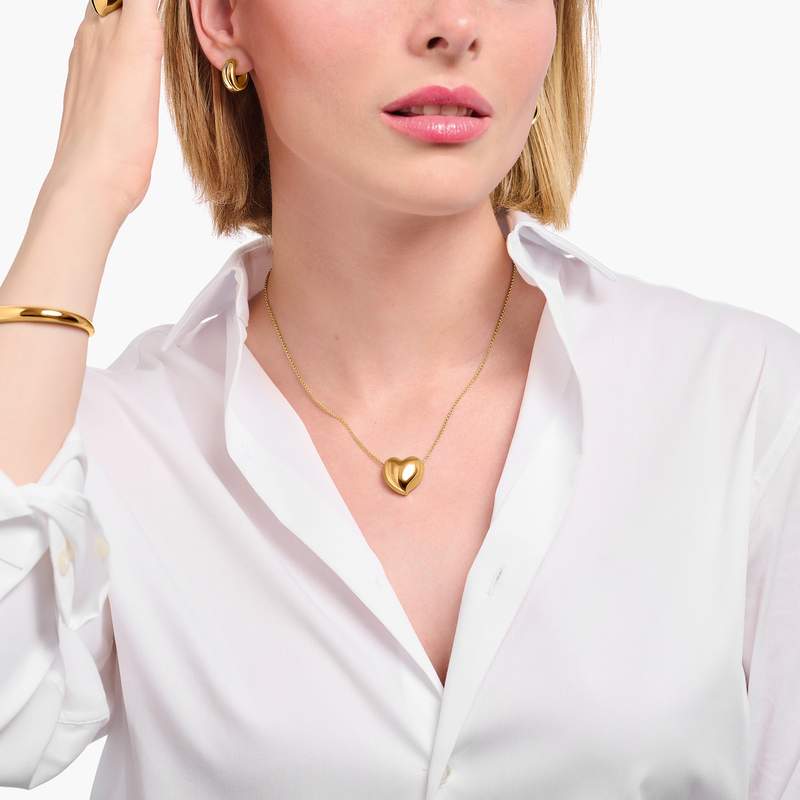 Collier THOMAS SABO argent doré jaune coeur - vue porté 1