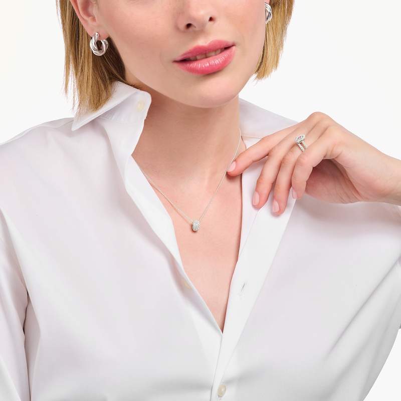 Collier THOMAS SABO argent et zirconium longueur 45 cm - vue porté 1