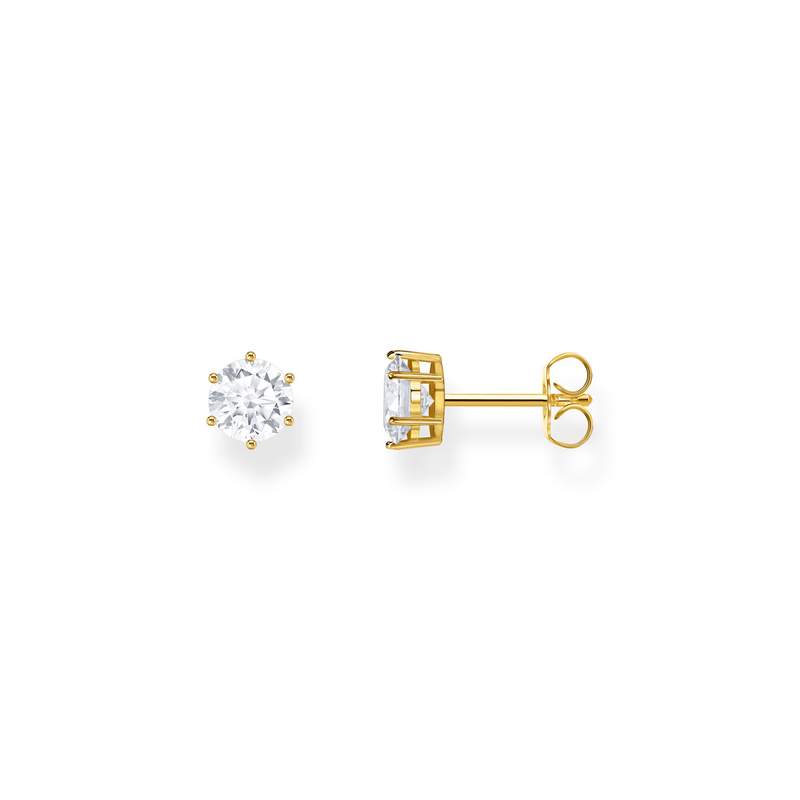 Boucles d'oreilles THOMAS SABO plaqué or oxyde de zirconium blanc - vue 1