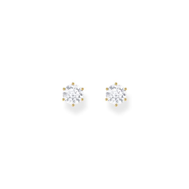 Boucles d'oreilles THOMAS SABO plaqué or oxyde de zirconium blanc - vue 2