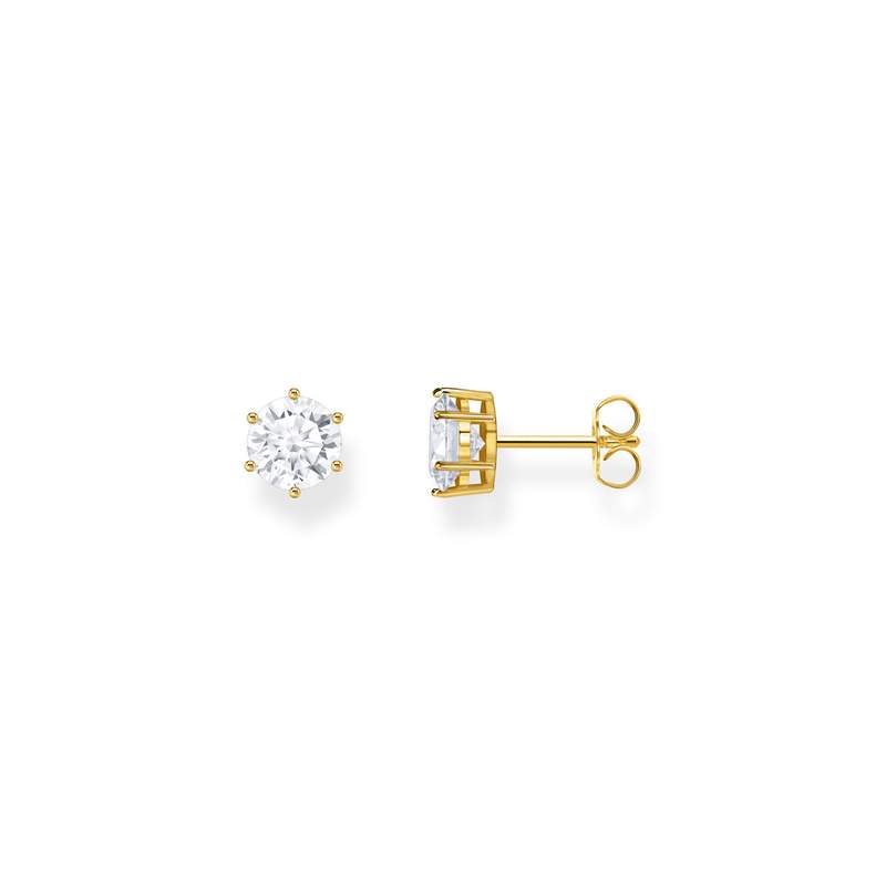 Boucles d'oreilles THOMAS SABO palqué or oxyde de zirconium blanc - vue 1