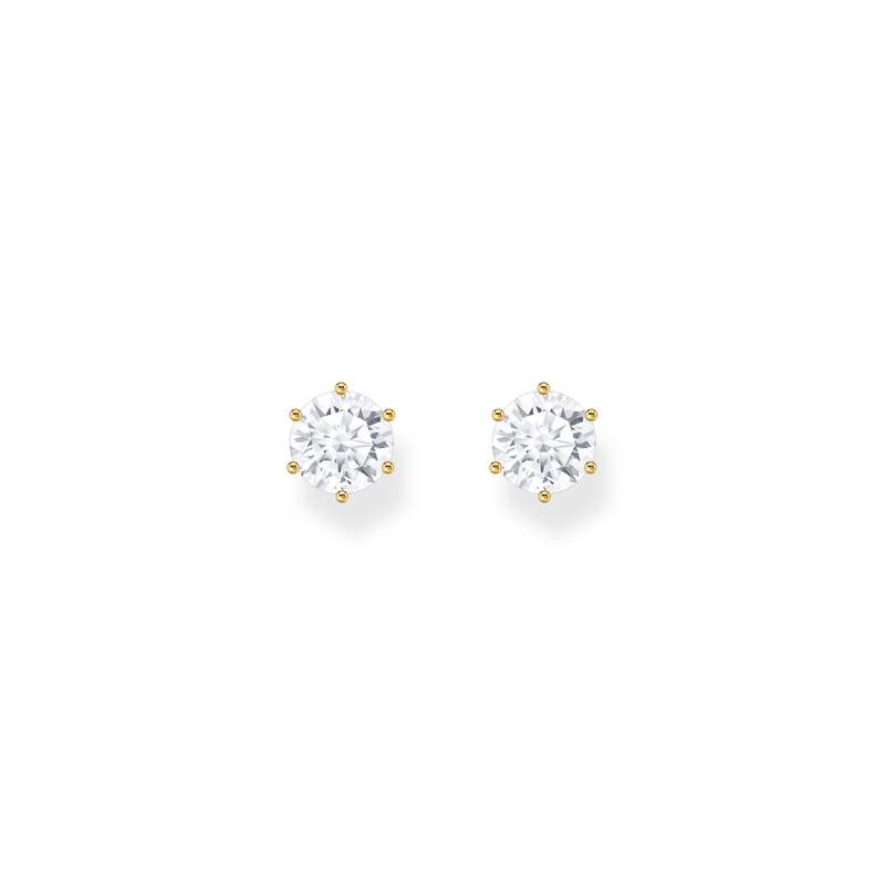Boucles d'oreilles THOMAS SABO palqué or oxyde de zirconium blanc - vue 2