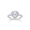 Bague HALO argent zircon blanc coeur - vue V1