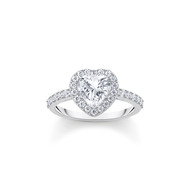 Bague HALO argent zircon blanc coeur