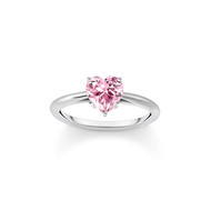 Bague argent avec zircon rose en forme de coeur