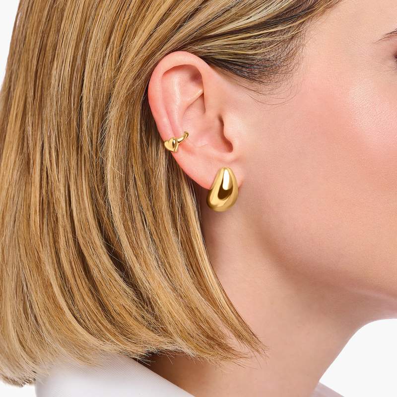 Boucles d'oreilles THOMAS SABO goutte argent doré jaune - vue porté 1