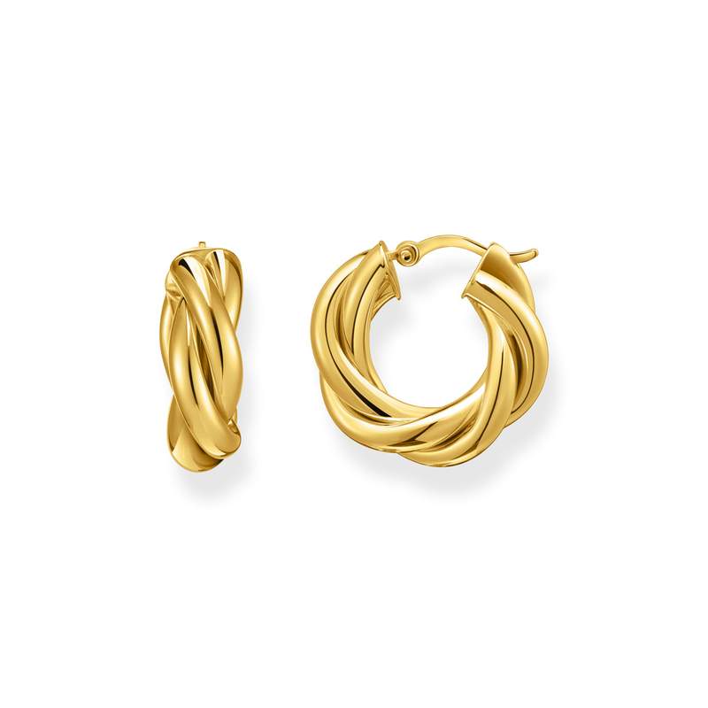 Boucles d'oreilles THOMAS SABO motif entrelacé argent doré jaune - vue 1