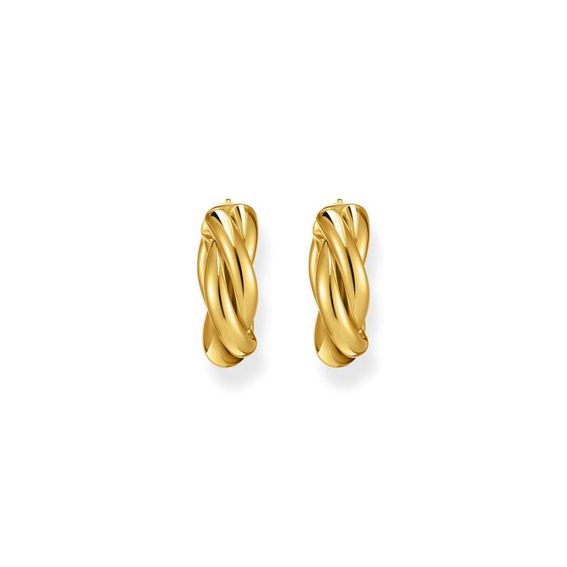 Boucles d'oreilles THOMAS SABO motif entrelacé argent doré jaune - vue 2