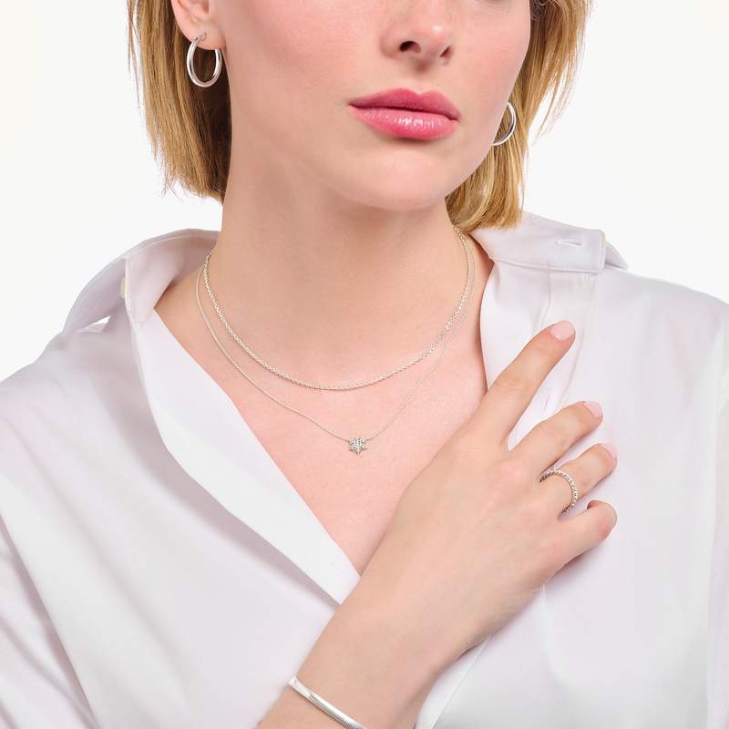 Collier argent gris - vue porté 1