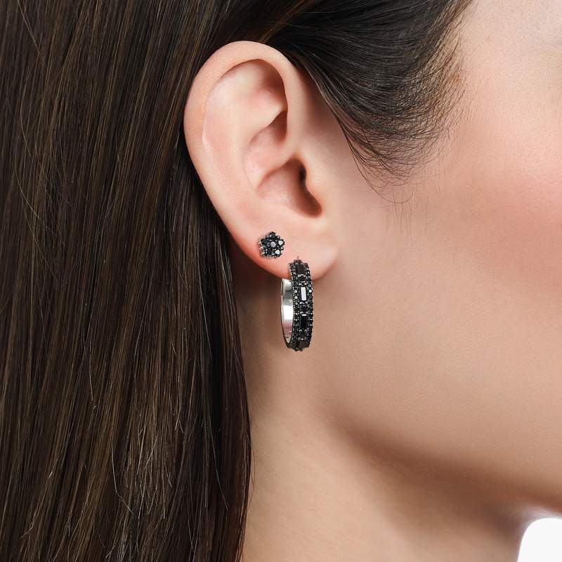 Boucles d'oreilles argent gris - vue porté 1