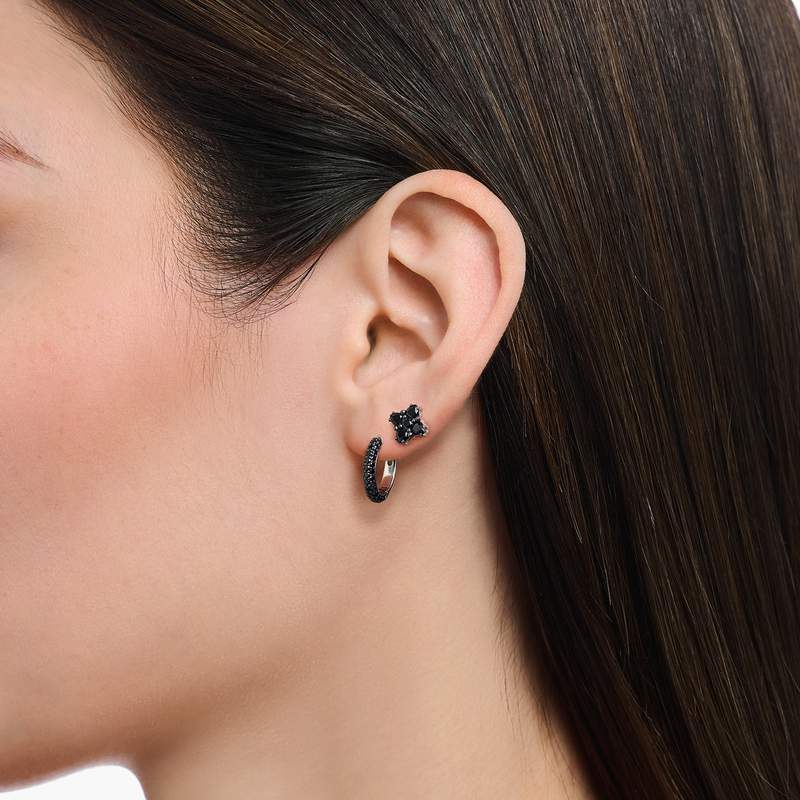 Boucles d'oreilles argent gris - vue porté 1