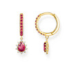 Boucles d'oreilles THOMAS SABO Vintage Romance plaqué or pierres rouges - vue V1