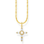 Collier THOMAS SABO argent plaqué or avec pendentif croix blanche Cross Romance - vue 1