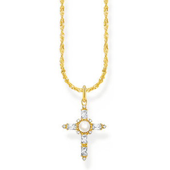 Collier THOMAS SABO argent plaqué or avec pendentif croix blanche Cross Romance