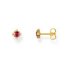 Boucles d'oreilles THOMAS SABO Vintage argent doré pierre rouge - vue V1
